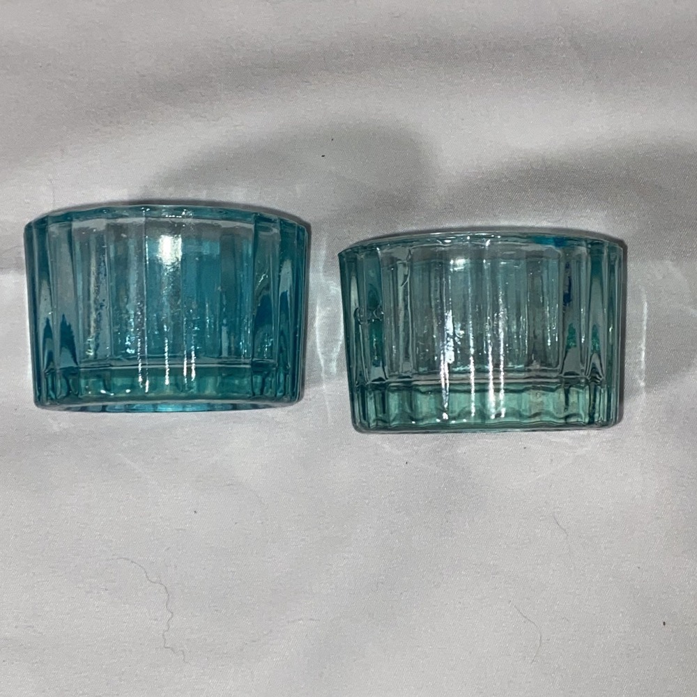 Vintage teal Blue Salt Celler/Open Salt pair